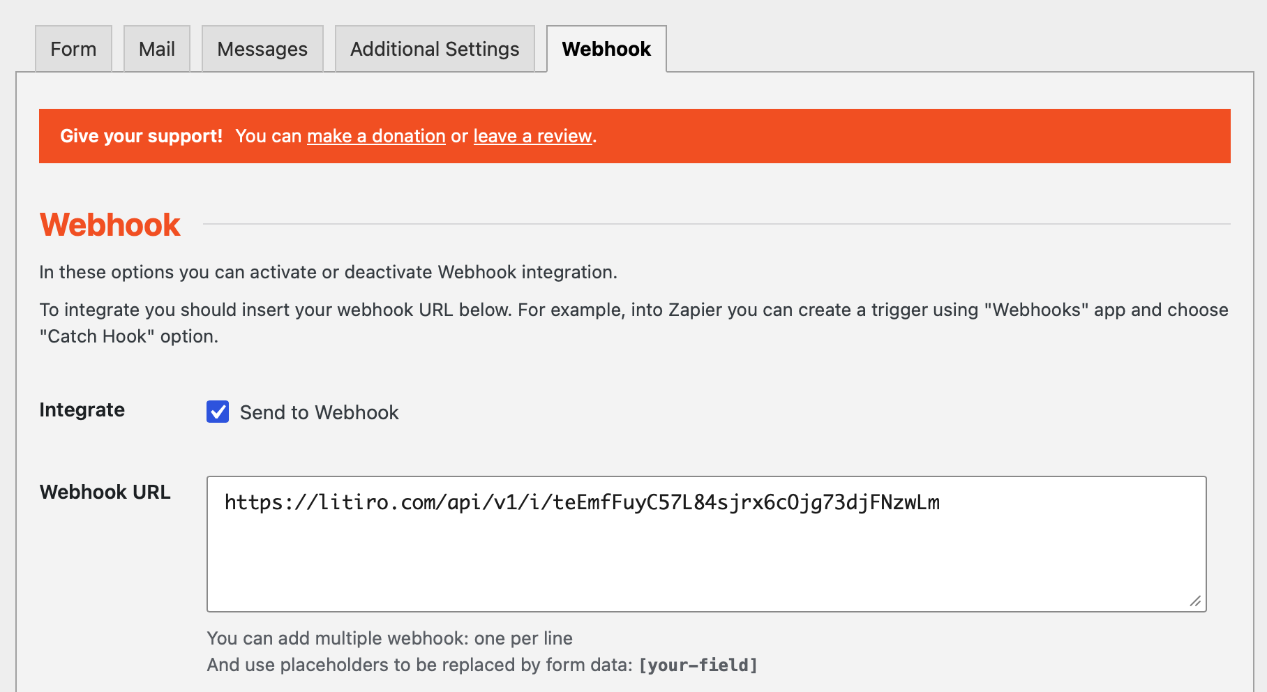Using a webhook hot track offline conversions with Contact Form 7